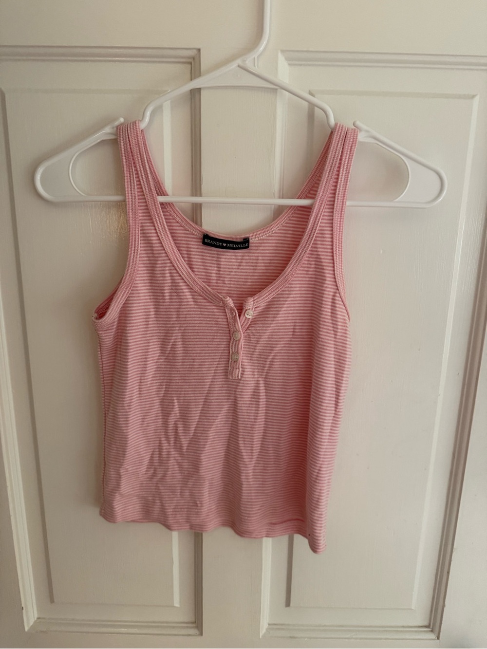 Brandy Melville Pink Striped Henley Tank